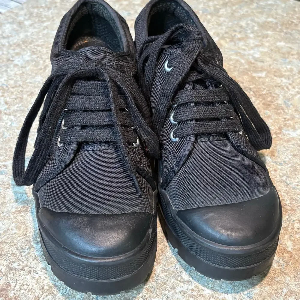Jeffrey Campbell Black Punk Goth Lace Up Oxford Lug Platform Sneakers Size 6.5
